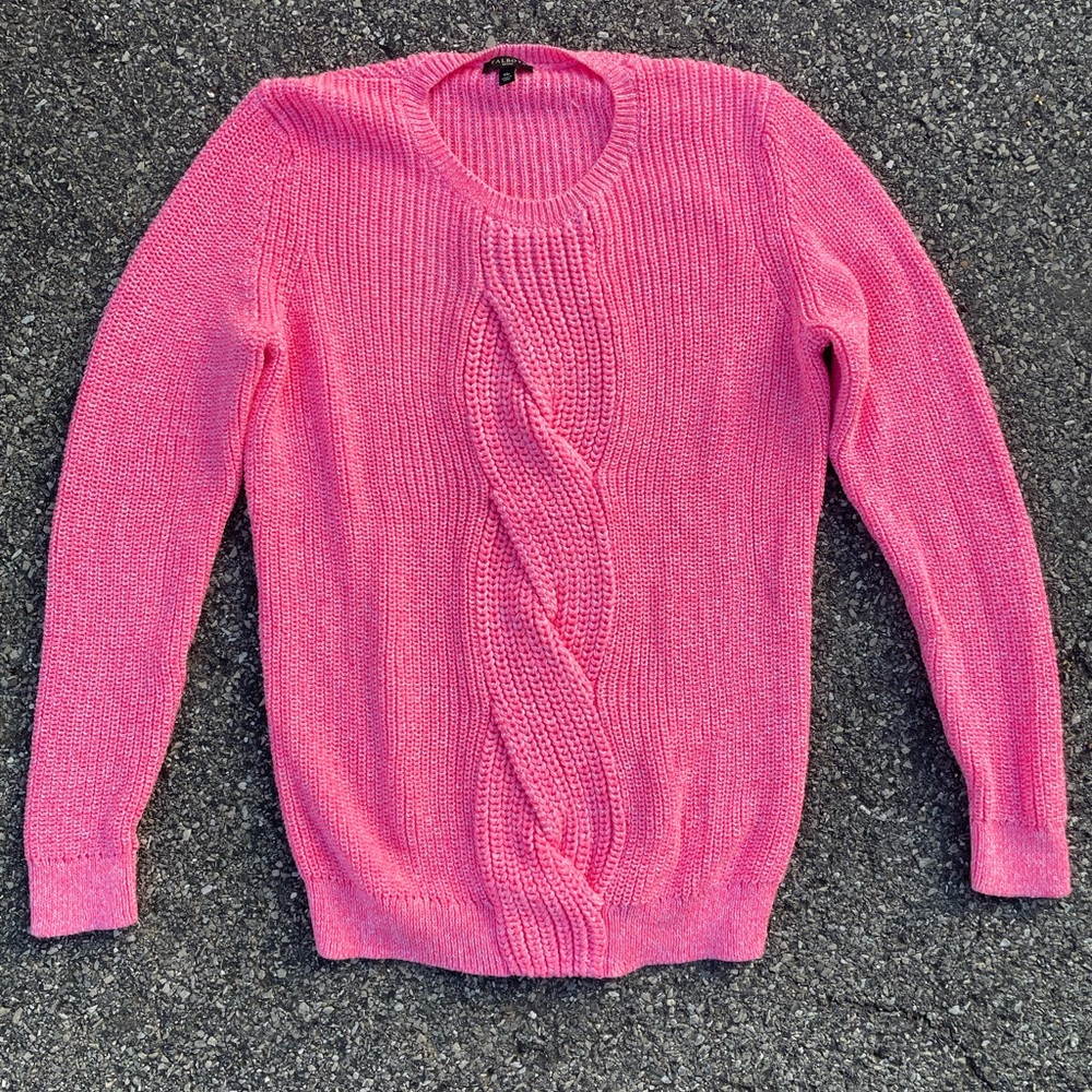 Talbots Bright Pink Cable Knit Sweater